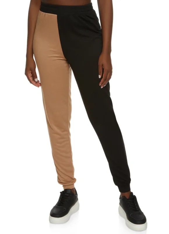 Elastic Waist Color Block Joggers sold by Rainbow