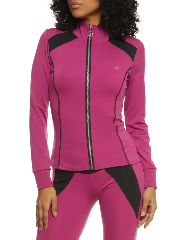 Color Block Mock Neck Track Jacket sold by Rainbow