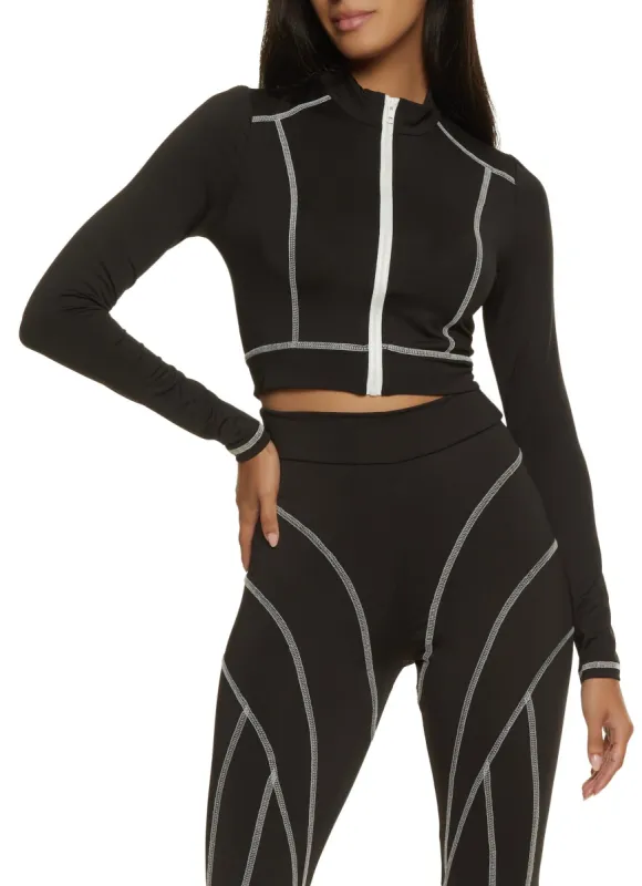 Contrast Stitch Cropped Track Jacket sold by Rainbow