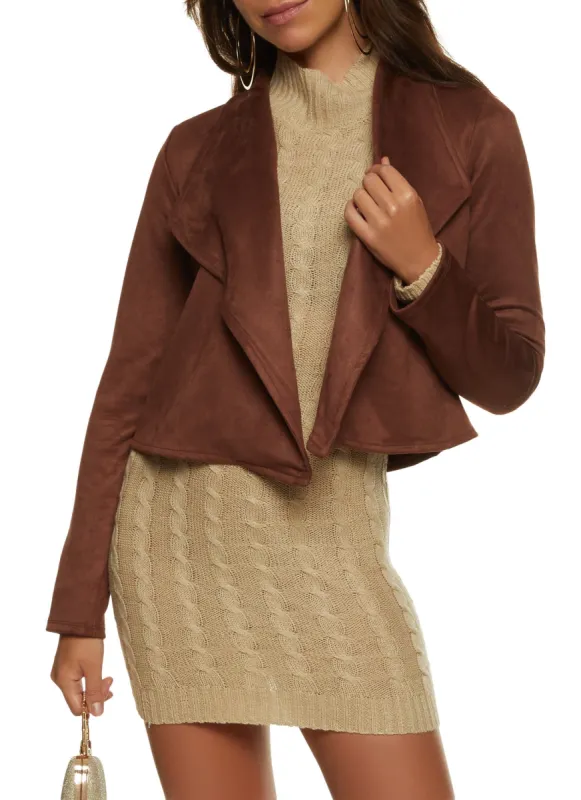 Faux Suede Drape Front Blazer sold by Rainbow