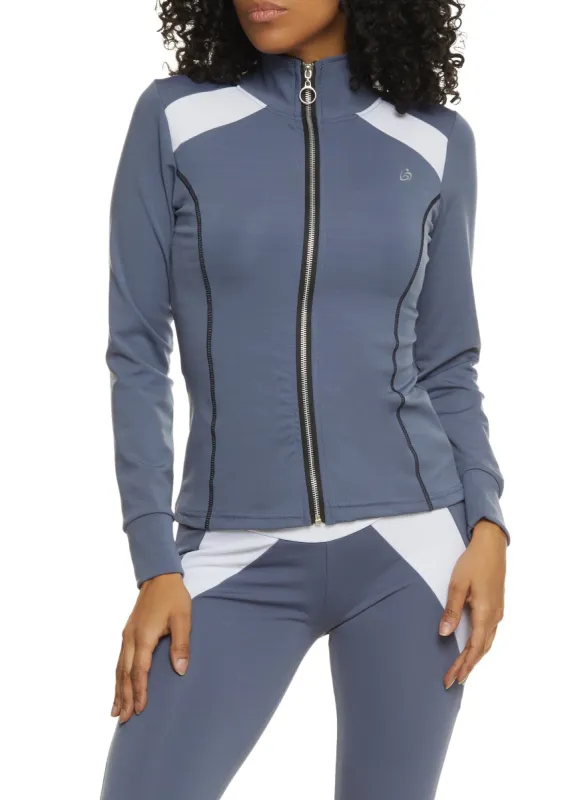 Color Block Mock Neck Track Jacket sold by Rainbow