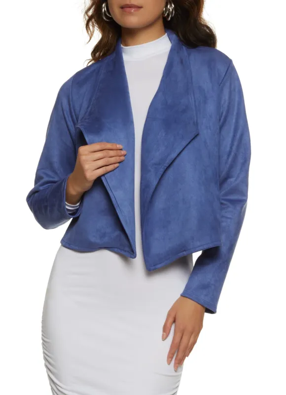 Faux Suede Drape Front Blazer sold by Rainbow