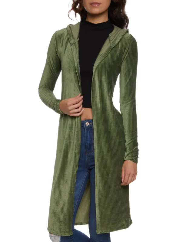 Ribbed Velour Long Sleeve Duster sold by Rainbow