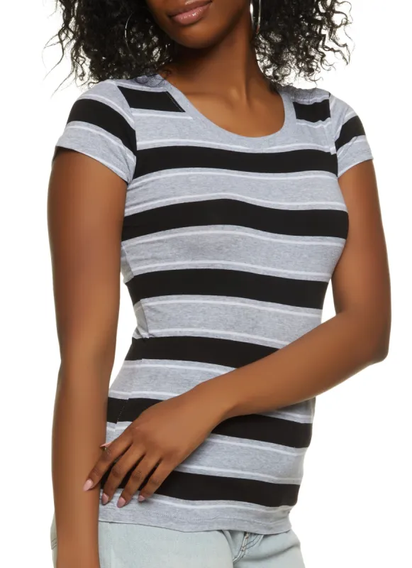 Basic Striped Crew Neck Tee sold by Rainbow
