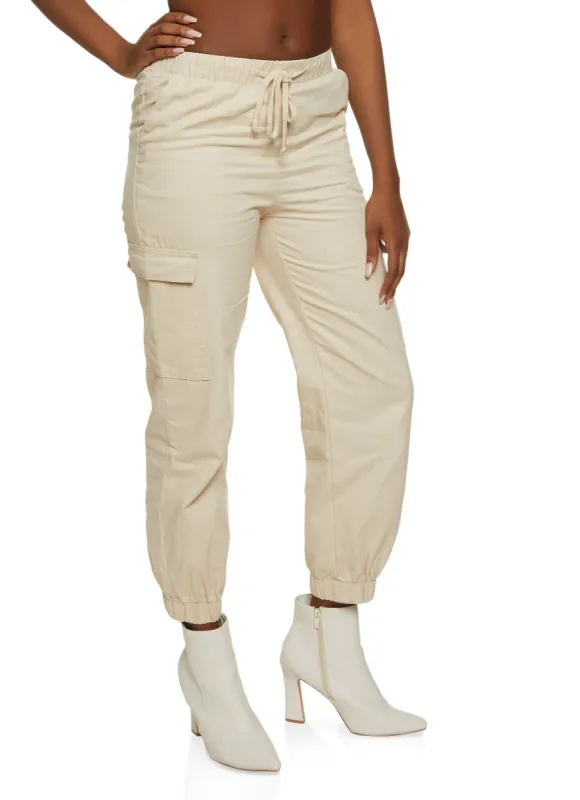 Solid Twill Cargo Pocket Joggers sold by Rainbow