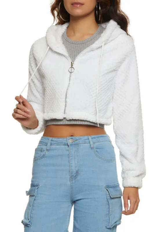 Quilted Plush Zip Front Hoodie sold by Rainbow