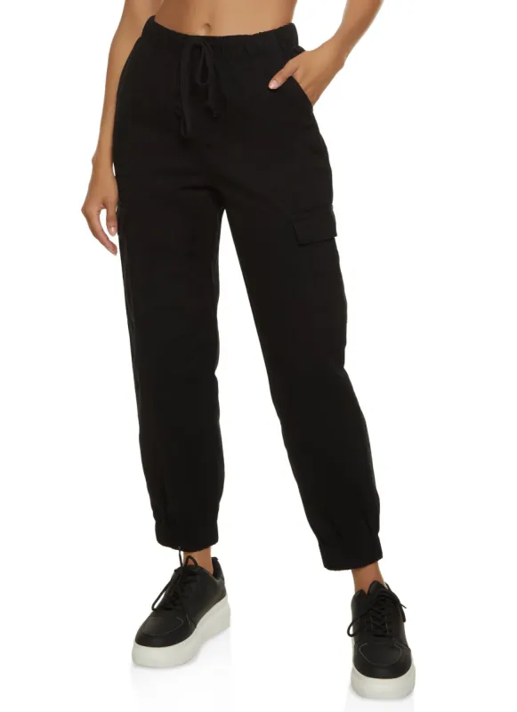 Solid Twill Cargo Pocket Joggers sold by Rainbow