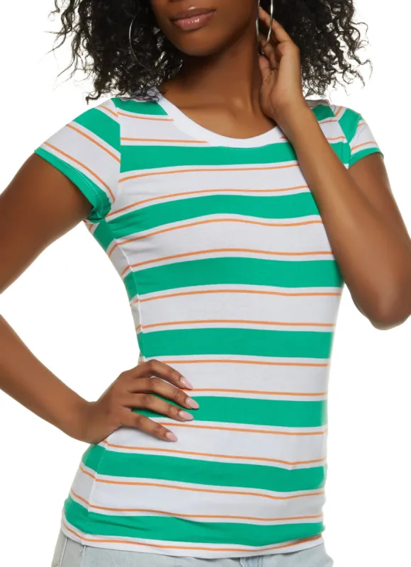 Basic Striped Crew Neck Tee sold by Rainbow