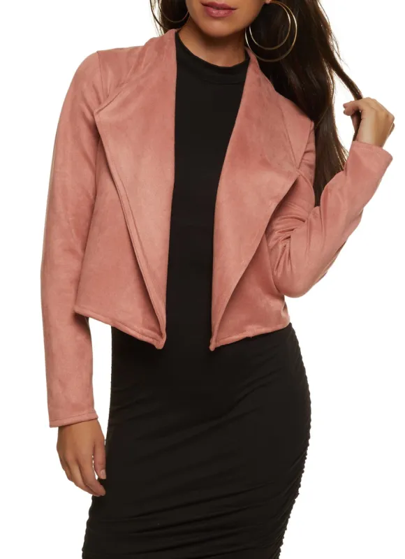 Faux Suede Drape Front Blazer sold by Rainbow