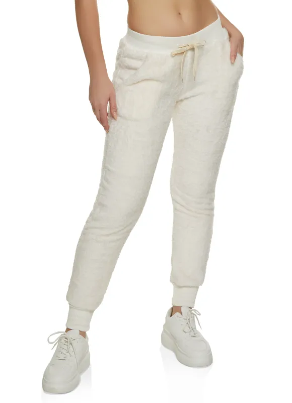 Faux Fur Drawstring Joggers sold by Rainbow