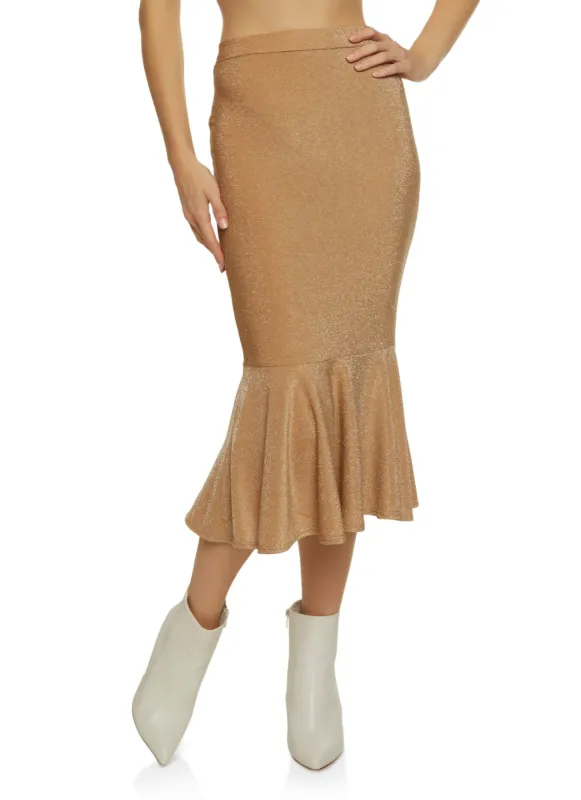 Lurex Mermaid Hem Midi Skirt sold by Rainbow