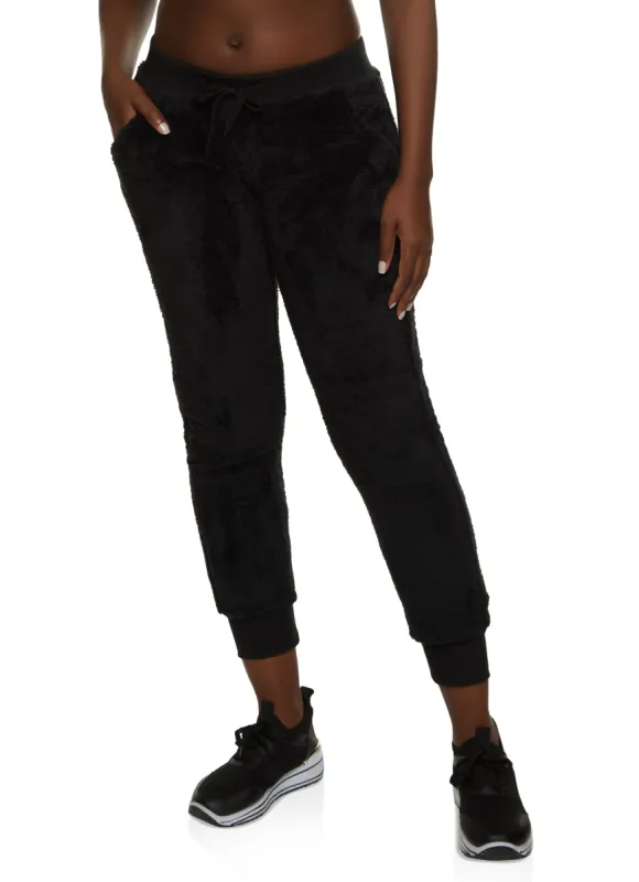 Faux Fur Drawstring Joggers sold by Rainbow