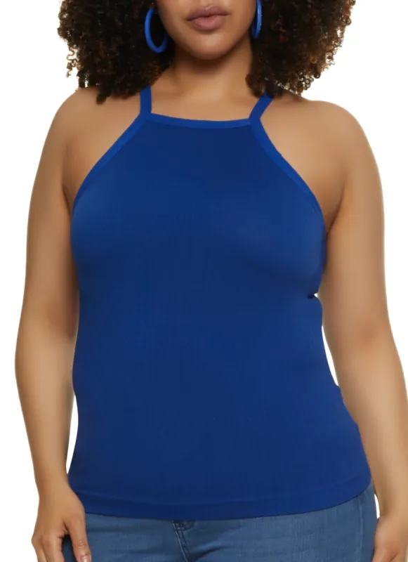 Plus Size High Neck Ribbed Tank Top sold by Rainbow
