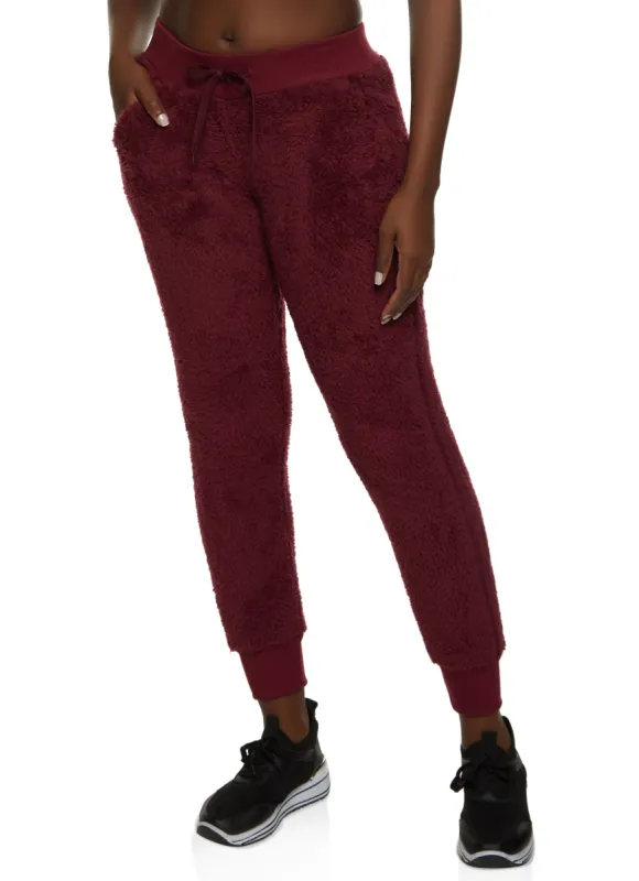 Faux Fur Drawstring Joggers sold by Rainbow