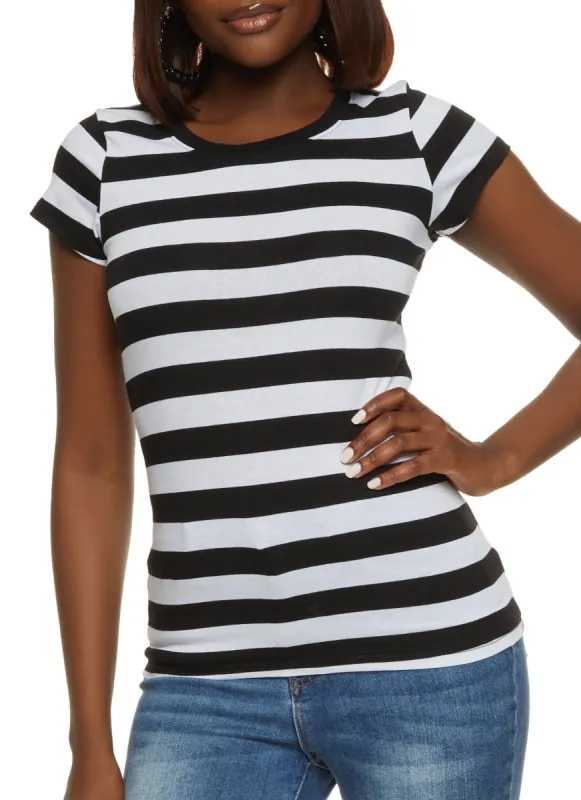 Striped Crew Neck Tee sold by Rainbow