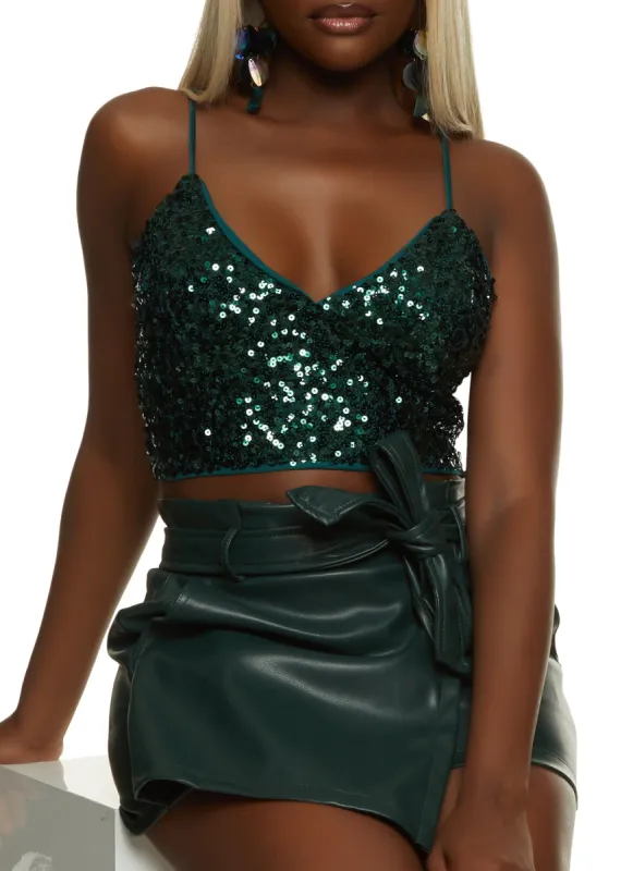 Sequin Cropped Cami Top sold by Rainbow