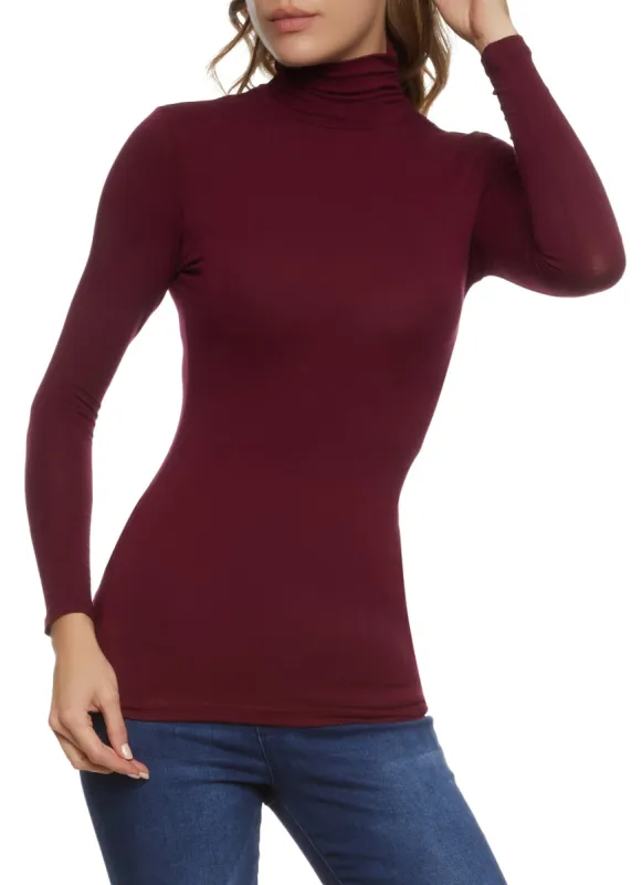 Solid Long Sleeve Turtleneck Top sold by Rainbow