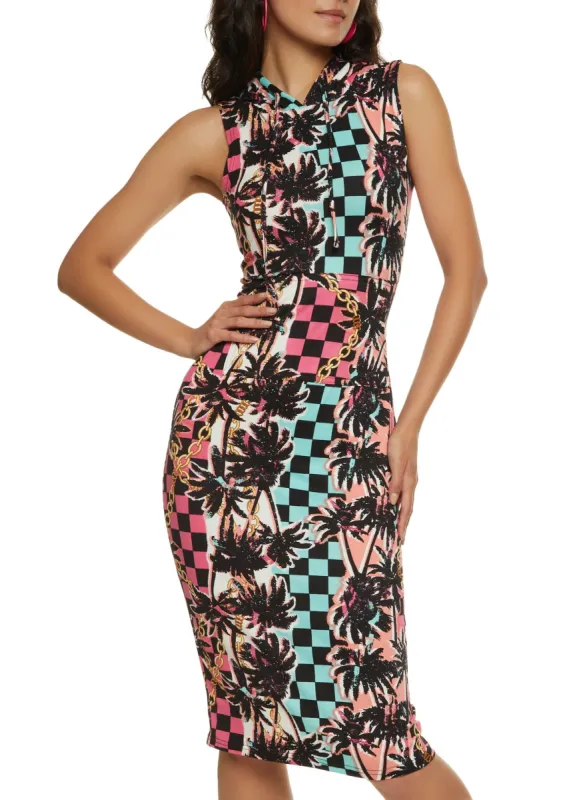 Patterned Midi Hoodie Dress sold by Rainbow