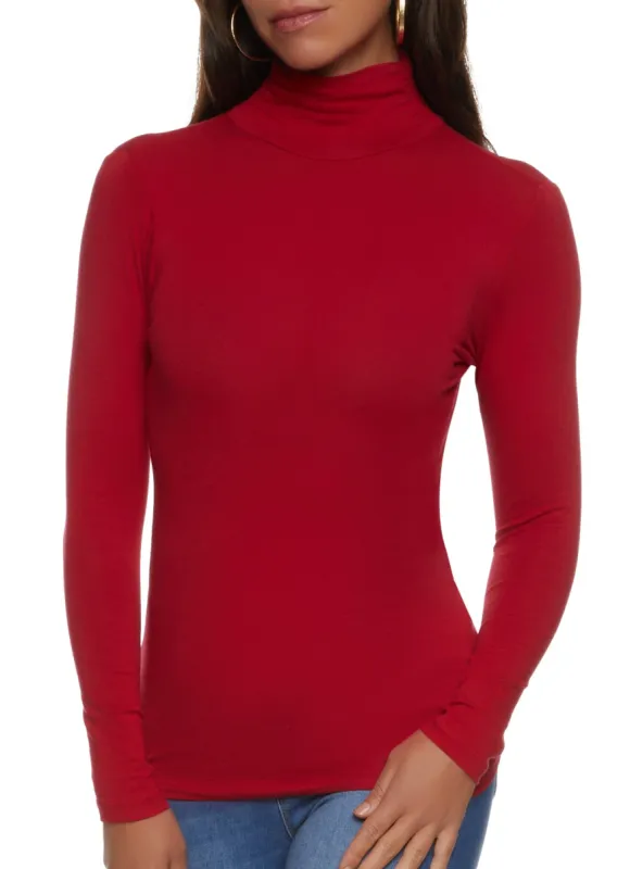 Solid Long Sleeve Turtleneck Top sold by Rainbow