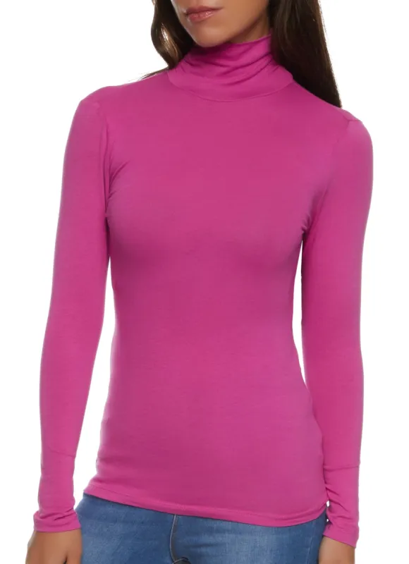 Solid Long Sleeve Turtleneck Top sold by Rainbow