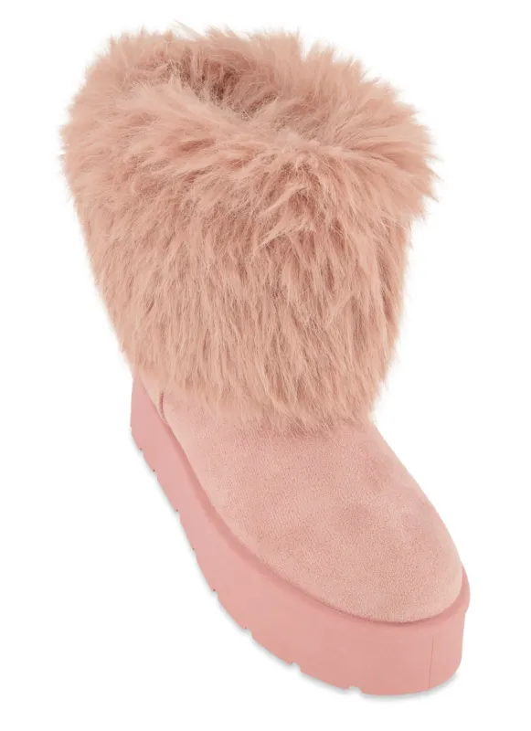 Faux Fur Platform Boots sold by Rainbow