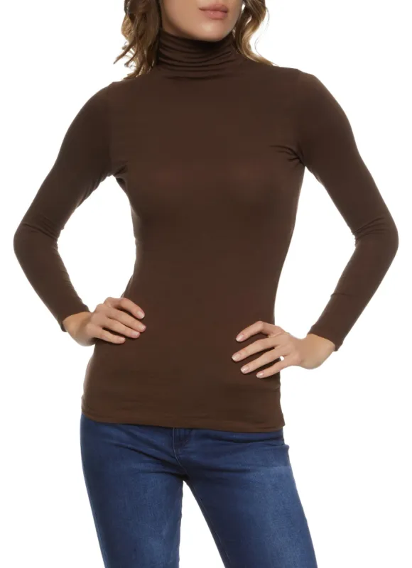 Solid Long Sleeve Turtleneck Top sold by Rainbow