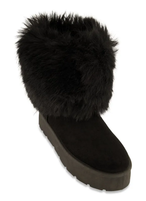Faux Fur Platform Boots sold by Rainbow