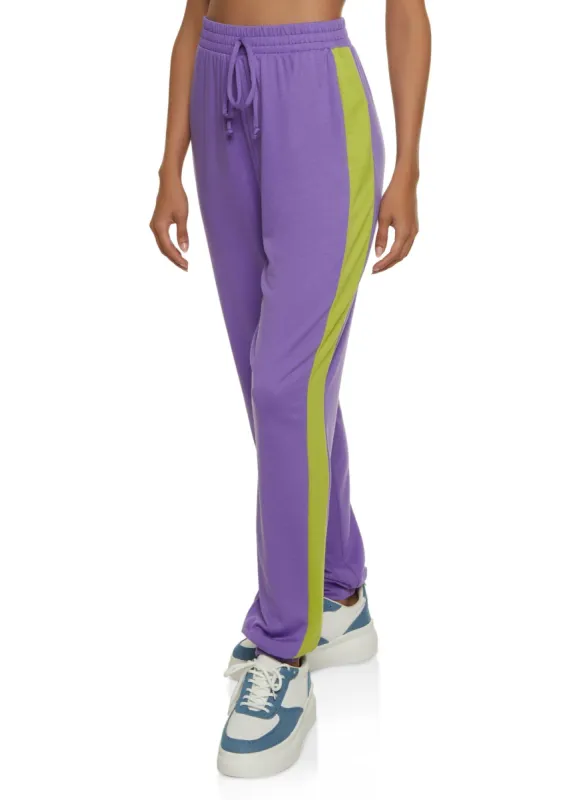 Side Stripe Faux Drawstring Joggers sold by Rainbow