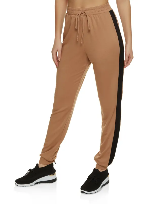 Side Stripe Faux Drawstring Joggers sold by Rainbow