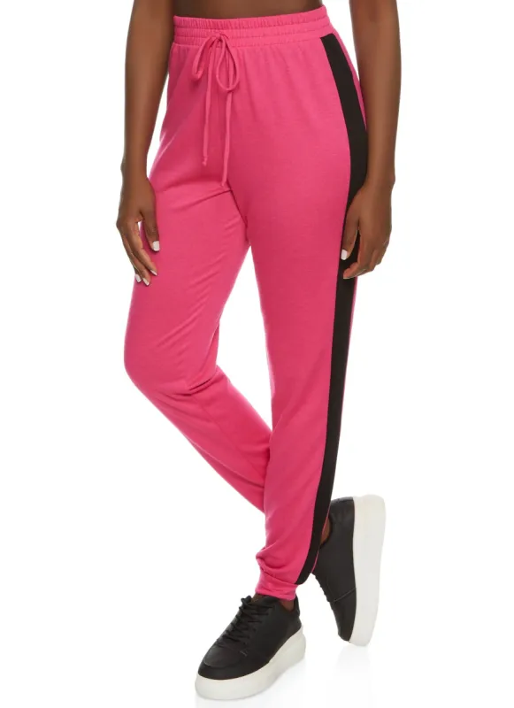 Side Stripe Faux Drawstring Joggers sold by Rainbow