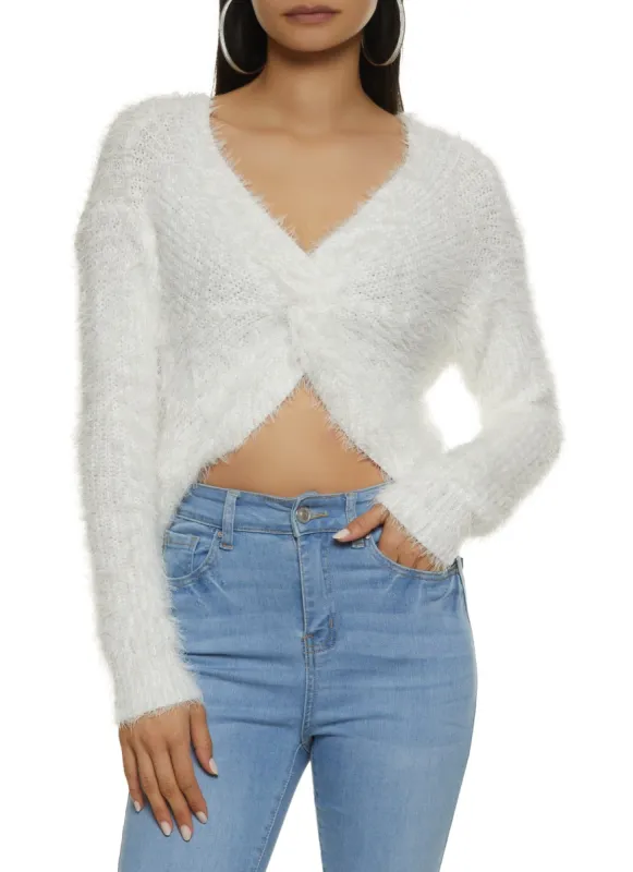 Eyelash Knit Twisted Pullover Sweater sold by Rainbow