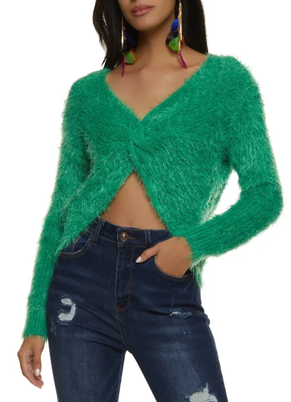 Eyelash Knit Twisted Pullover Sweater sold by Rainbow