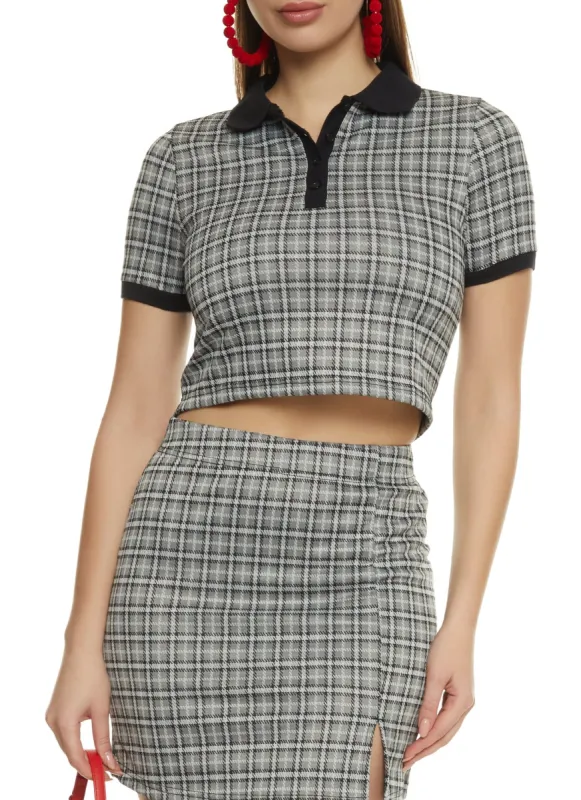 Printed Cropped Polo Shirt sold by Rainbow