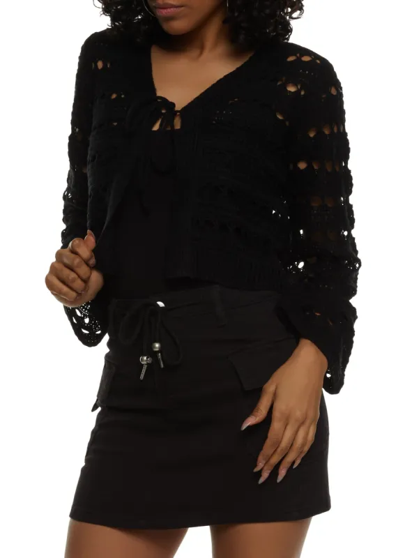 Crochet Tie Front Cardigan sold by Rainbow