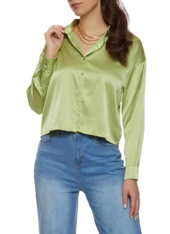 Button Front Satin Shirt sold by Rainbow