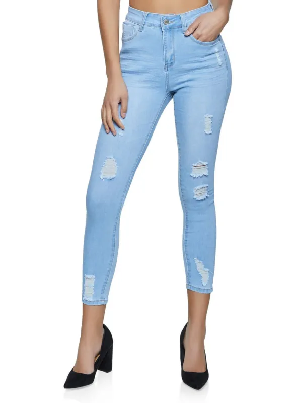 WAX High Waisted Frayed Skinny Jeans sold by Rainbow
