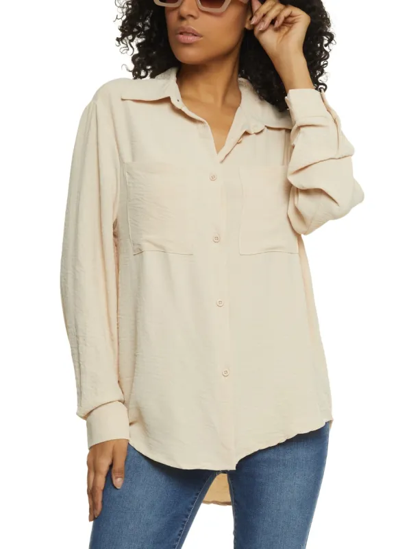 Crepe Knit Button Front Shirt sold by Rainbow