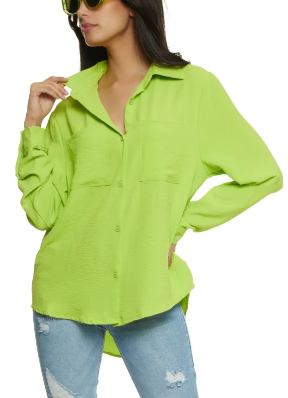 Crepe Knit Button Front Shirt sold by Rainbow