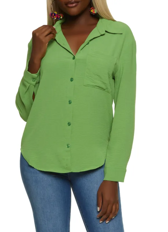 Solid Airy Button Down Shirt sold by Rainbow