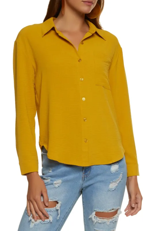 Solid Airy Button Down Shirt sold by Rainbow