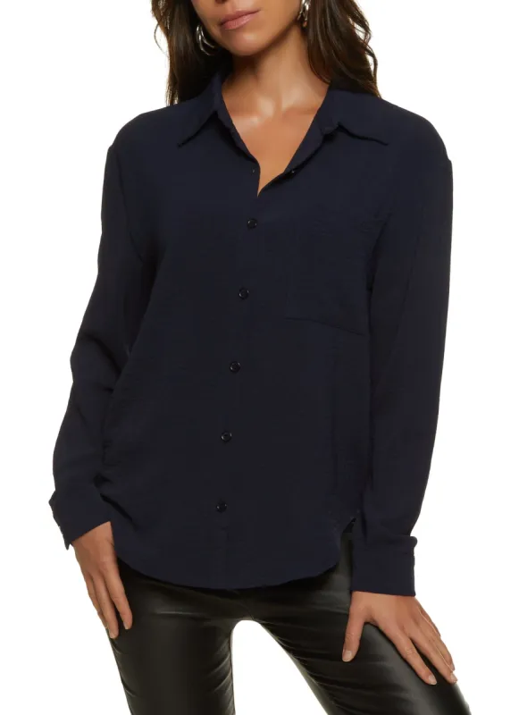 Solid Airy Button Down Shirt sold by Rainbow