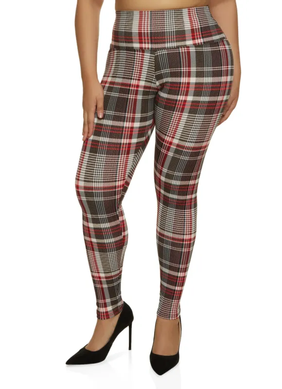 Plus Size Plaid Leggings sold by Rainbow