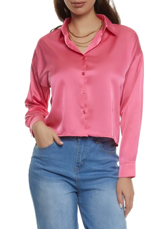 Button Front Satin Shirt sold by Rainbow