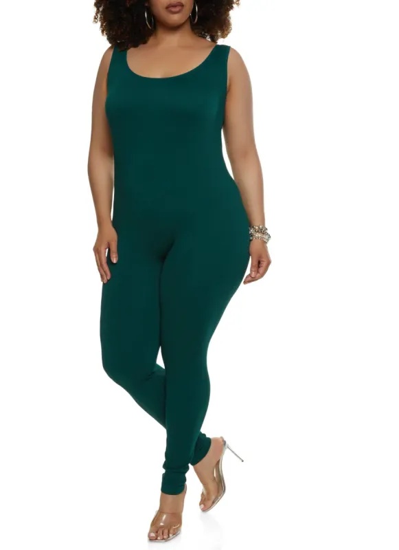 Plus Size Seamless Scoop Neck Catsuit sold by Rainbow
