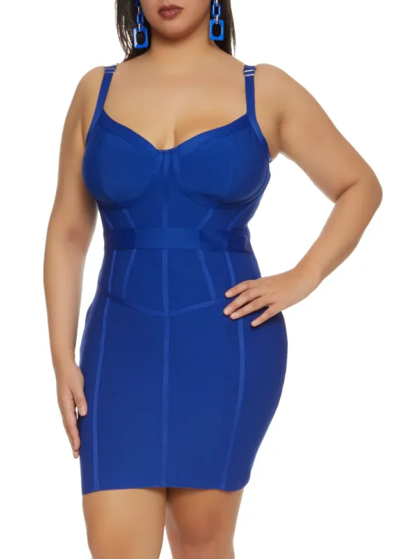 Plus Size Corset Detail Bandage Dress sold by Rainbow