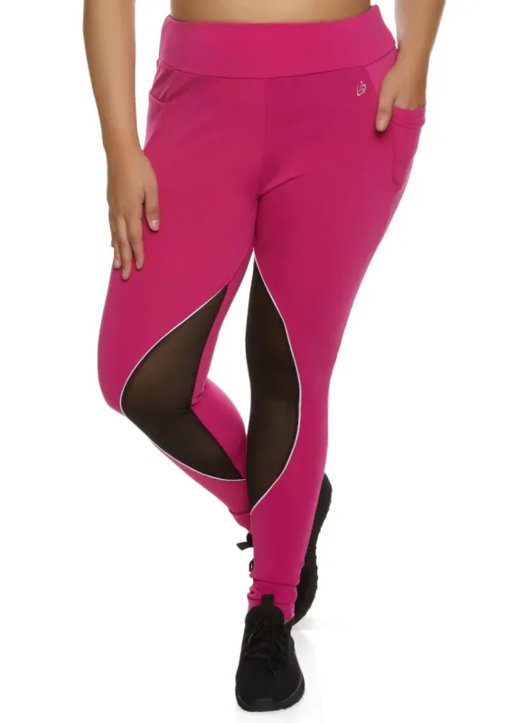 Plus Size Mesh Insert Leggings sold by Rainbow
