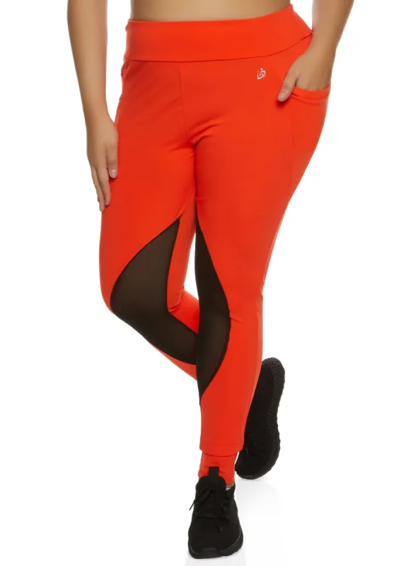 Plus Size Mesh Insert Leggings sold by Rainbow