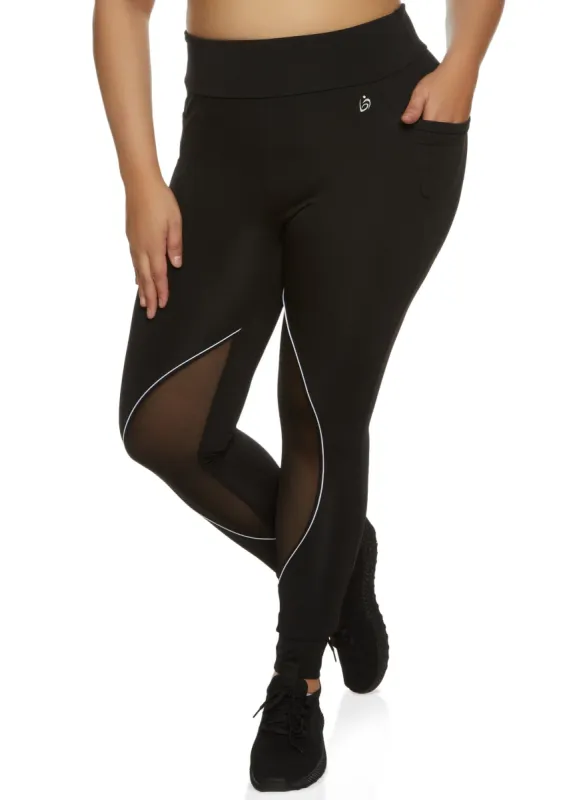 Plus Size Mesh Insert Leggings sold by Rainbow