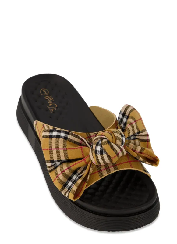 Bow Tie Band Slide Sandals sold by Rainbow
