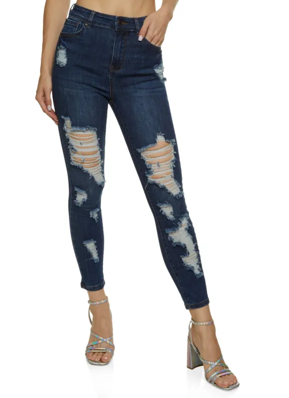 WAX Distressed Stretch Skinny Jeans sold by Rainbow